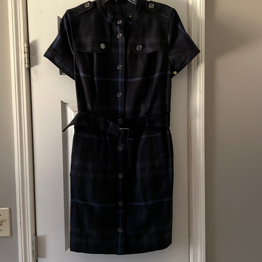 Burberry Brit Belted Blue Plaid Shirt Dress